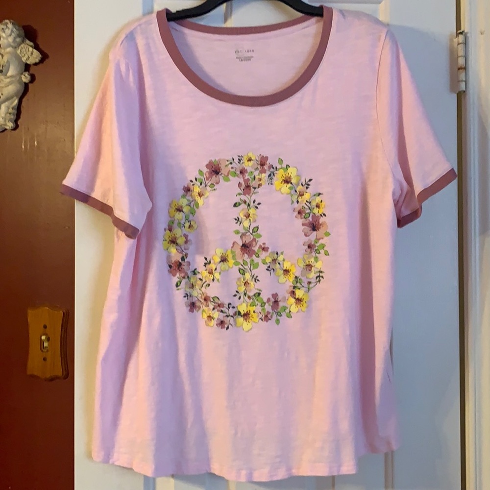 Pink Floral Peace Shirt 18/20W